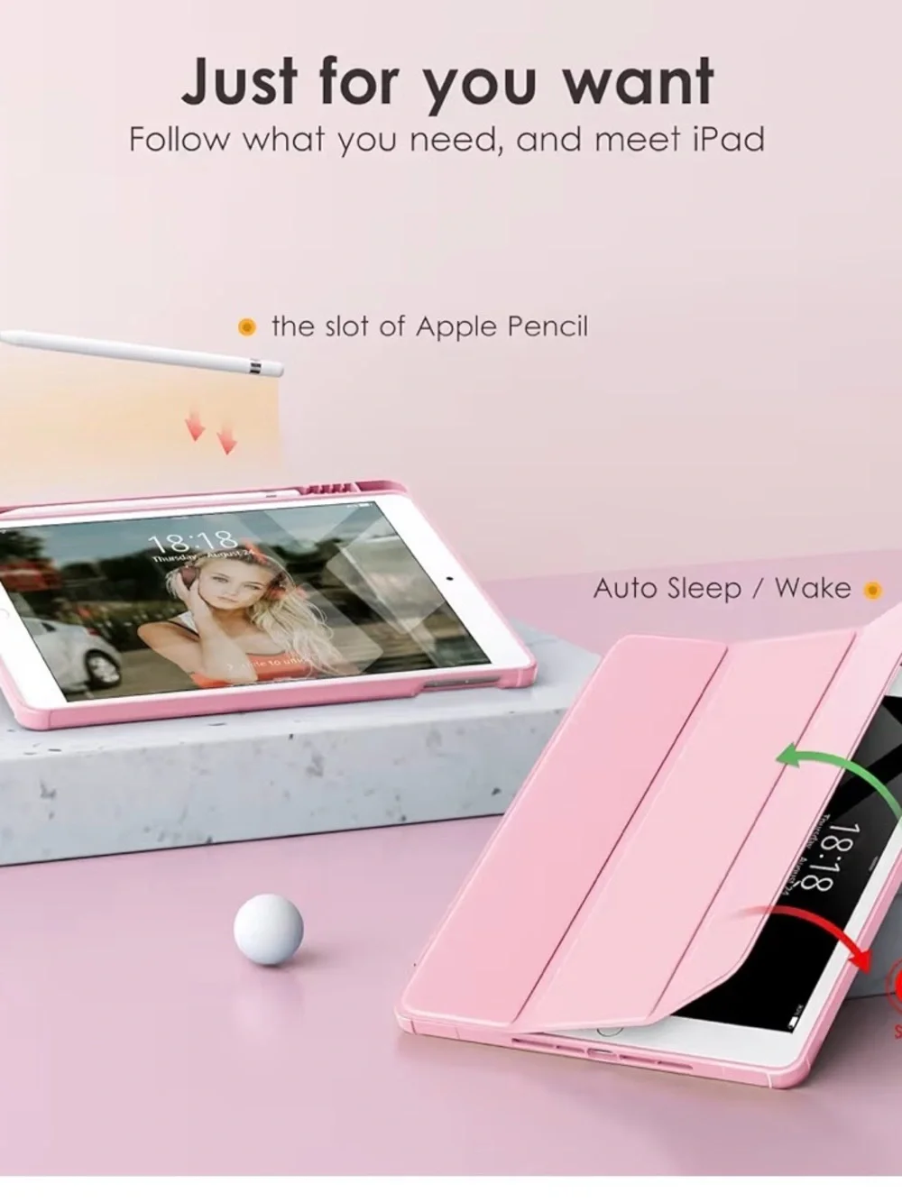 Apple Pink Clear Hybrid Tablet Case with Soft TUP Edges